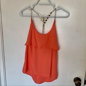 CHARLOTTE RUSSE Coral top with Gold Chain